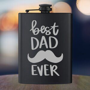 Personalized Best Dad Ever Black Flask